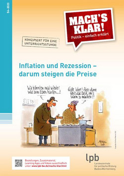 Das Bild zeigt das Titelbild des Heftes "Inflation und Rezession - darum steigen die Preise" aus der Reihe Mach's klar!