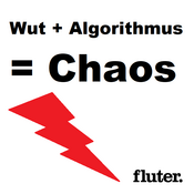 Die Grafik zeigt den Schriftzug &quot;Wur + Algorithmus = Chaos&quot; mit dem Logo der Zeitschrift &quot;Fluter&quot;.