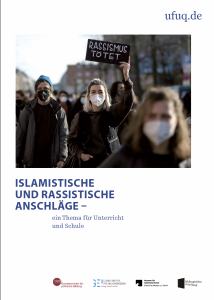 Das Bild zeigt das Cover der Handreichung &quot;Islamistische und rassistische Anschläge – ein Thema für Unterricht und Schule&quot; des GEI.